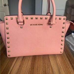 Michael Kors Pink Satchel with Gold Studs